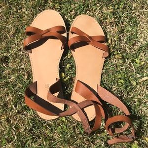Cognac Ankle Strap Sandals